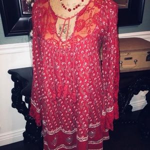 Free People Red Rose Lace